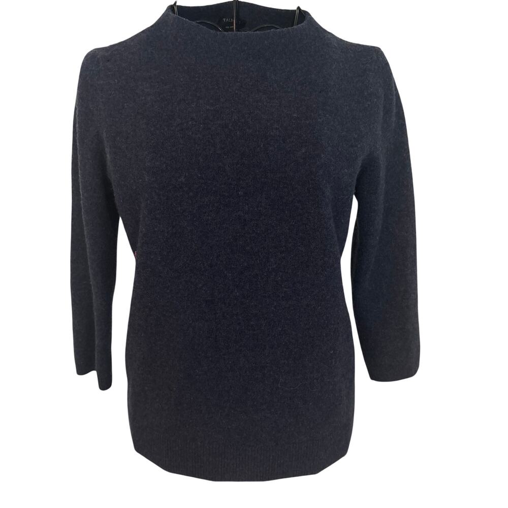 Talbots 100% Cashmere Fluffy Crewneck Neck 3/4 Sleeve Sweater Pullover Blue